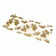 Chemin de table velours creme feuilles or 28cm x 3m Chemin de table velours creme feuilles or 28cm x 3m