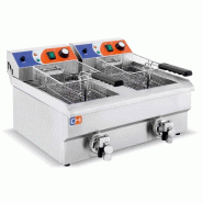 Climahosteleria Friteuse électrique 12+12 litres AVEC robinet 686x530 x385h mm PEKIN EF-162V - inox EF-162V