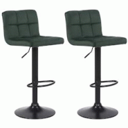 Décoshop26 - Lot de 2 tabourets de bar en velours vert coutures décoratives piètement métal noir 10_0004145 - noir 3000251952766 Décoshop26 - Lot de 2 tabourets de bar en velours vert coutures décoratives piètement métal noir 10_0004145 - noir 3000251952766