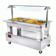 Diamond - Buffet chauffant, bain marie, 4x GN1/1-150 (Bois Blanc) - réf. BBM/4N-A1 - inox AKS-BBM/4N-A1