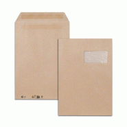 GPV Boîte de 250 pochettes Everyday kraft brun 229x324/C4, 90 g/m², avec fenêtre 100x50 à 20/52, autocollantes - 3250650042289