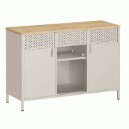 Helloshop26 - Armoire de rangement meuble en métal 40 x 110 x 76 cm placard à double portes buffet fermeture magnétique étagères 12_0007933 - mé