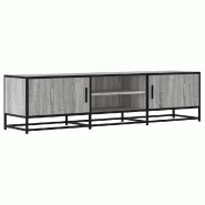 Helloshop26 - Meuble TV industriel avec grand rangement salon chambre 160 x 35 x 41 cm en bois d'ingénierie gris 02_0049608 - gris métal 3000235925380