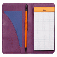 RHODIA 212006C - Livret Porte-Bloc et Porte-Documents N°12 Violet - pour Bloc-Notes ou Carnets de Format B7 (8,5 x 12 cm) - Simili Cuir Italien Premi