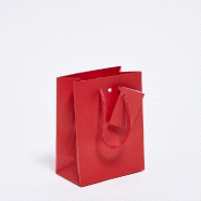 Sac luxe gaufré rouge poignées papier rouge 11,4x6,4x14,6 cm - par 20