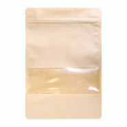 Sachet fermeture zip et fenêtre kraft naturel 20+5x30cm - par 500