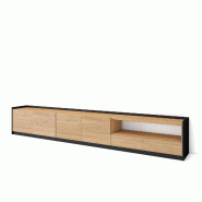 SKRAUT HOME Meuble TV, Banc Télé, 310x50x37 cm, Pour les TV jusqu'à 80", Meubles de salon, Chêne et noir - beige Bois manufacturé 691_13