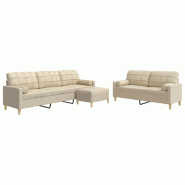 VidaXL Ensemble de canapés 3 pcs repose-pied et coussins décoratifs Modèle Yalina - 3278345