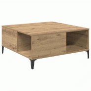 VidaXL Table basse Chêne artisanal 80 x 80 x 36,5 cm Bois d'ingénierie Modèle Luna Fixe - 881184