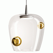 Zafferano Suspension Bilia LED 8W 2700K en verre borosilicaté soufflé à la bouche, finition Aluminium et Bronze, diamètre 27cm, h 333cm - gris 805