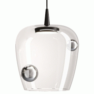 Zafferano Suspension Bilia LED 8W 2700K Verre Borosilicate Soufflé, finition Noir et Argent, design cloche moderne, diamètre 27 cm - multicolore 805