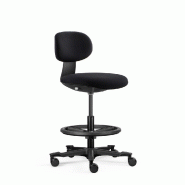 Chaise de travail / chaise de comptoir WORK MF2 Assise en tissu / dossier en tissu noir hjh OFFICE - noir polyester 800304