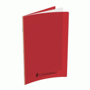 CONQUERANT Lot de 5 Cahier Classique PP piqué 24x32, 192p./96 feuilles 70g/m², Séyès, coloris rouge - 3020120104843
