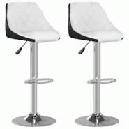 Décoshop26 - Lot de 2 tabourets de bar chaises hautes hauteur réglable en PVC blanc et noir et acier DEC029610 - blanc 3000257461125