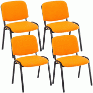 Décoshop26 - Lot de 4 chaises visiteur empilable zone d'attente en tissu orange piètement à 4 pieds en métal noir 10_0003194 - 3000251449143
