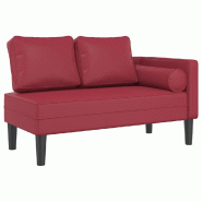 Décoshop26 - Méridienne chaise longue canapé pour intérieur avec coussins en PVC rouge bordeaux DEC026095 - rouge 3000255620180