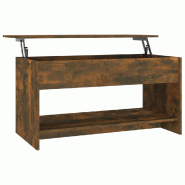 Décoshop26 - Table basse rectangulaire relevable avec rangement 102 x 50 x 52,5 cm finition chêne fumé marron et métal DEC038376 - marron métal 3