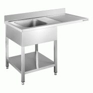 GastroHero Centre de plonge Basic 12x6 avec 1 cuve à gauche, dosseret et étagère inférieure - inox SPZT-BASIC12X6L