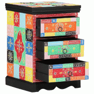 Helloshop26 - Armoire moderne avec 3 tiroirs rangement 40 x 40 x 60 cm en bois de manguier massif multicolore 02_0057708 - Bois massif 3000240184352