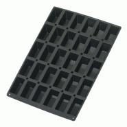 LACOR Moule en silicone platine NOIR 60x40 pour MINI CAKE 30 cavités 99x49x30 mm, 110 ml - silicone 66769