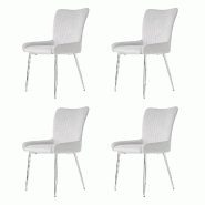 Merax Lot de 4 chaises de salle à manger en velours pour salon, chambre à coucher, avec quatre pieds de support en métal argenté, support lombaire