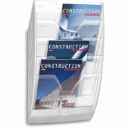 Présentoir mural ReCeption, 5 cases, en polystyrène choc (PS), coloris blanc/cristal - 1001540111