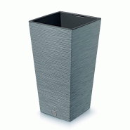 Prosperplast - Jardinière couleur ciment avec réserve d’eau, collection FURU - 24x24x45 cm, capacité de 7,5 L - gris plastique polypropylène ZA5276