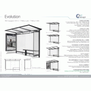 Abri bus evolution / structure en acier / bardage en verre securit / avec banquette 350 x 155 cm_1