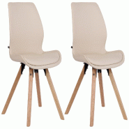 Décoshop26 - Chaises de salle à manger x2 design scandinave en PVC crème et pieds en bois carrés clair 10_0007595 - 3000266199507