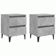 Décoshop26 - Lot de 2 tables de chevet avec tiroirs 40 x 35 x 50 cm bois d'ingénierie gris DEC035364 - gris Bois massif 3000260608937