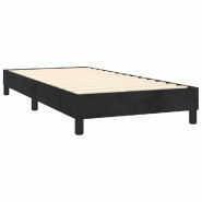 Décoshop26 - Sommier à lattes sur pieds cadre de lit 90x190 cm tissu velours noir TDL0206973 - noir 3001011532693