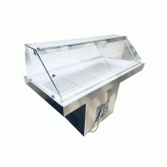 Etal à poissons en froid statique - Comptoir réfrigéré service traditionnel avec LED, 4 roues et kit fermeture arrière_0
