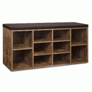 Helloshop26 - Banc à chaussures étagère à chaussures meuble de rangement 10 compartiments avec coussin pour entrée blanc 12_0004084 - blanc 30002