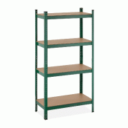 Helloshop26 - Étagère à charge lourde réglable 156 x 80 x 40 cm pour garage atelier rangement pratique en acier vert 13_0012371 - vert Bois manufa