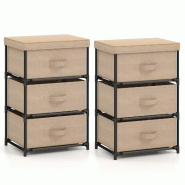 Helloshop26 - Lot de 2 commodes 40 x 30 x 62 cm structure stable multifonctionnelle style industriel en tissu non-tissé café 20_0018728 - métal 300
