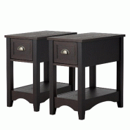Helloshop26 - Lot de 2 tables d'appoint design rétro 56 x 33 x 58,5 cm avec tiroir pratique en MDF brun 20_0012498 - Bois manufacturé 3000227256393