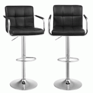Helloshop26 - Lot de 2 tabourets de bar haut chaise de bar pu chrome hauteur réglable grande base diamètre 41 cm 12_0002549 - 3000702532691 Helloshop26 - Lot de 2 tabourets de bar haut chaise de bar pu chrome hauteur réglable grande base diamètre 41 cm 12_0002549 - 3000702532691