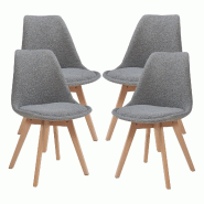 Helloshop26 - Lot de 4 chaises de salle à manger 82 x 49 x 54 cm moderne design robuste bouclé gris 03_0009823 - gris Bois massif 3000224886326