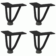 Helloshop26 - Lot de 4 pieds en épingle à cheveux table basse 10 cm avec patins réglables style moderne en acier noir 02_0056727 - noir acier 30002