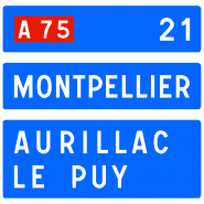 Panneau directionnel D63d - bifurcation autoroutière Panneau directionnel D63d - bifurcation autoroutière