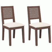 VidaXL Chaises à manger coussins 2 pcs marron bois massif caoutchouc Modèle Vega Executive Prime - 4102476