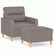 VidaXL Fauteuil avec repose-pied Taupe 60 cm Tissu Modèle Vega StudioDesk Confort - 3201072