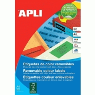 Apli 016687 Lot de 480 Etiquettes couleur enlevable 63,5 x 33,9 mm Rouge - 8410782166870