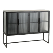 ARMOIRE 4 PORTES EN VERRE DOZA EN MÉTAL NOIR ET VERRE.
