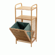 Étagère de salle de bain COSTWAY avec panier à laver, armoire à laver en bambou, étagère de salle de bain - marron Bois massif TI88700ZM_0