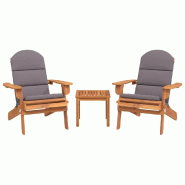Helloshop26 - Ensemble de Salon de jardin meuble d'extérieur ensemble de mobilier adirondack 3 pièces bois acacia solide 02_0014210 - gris Bois mass