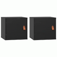 Helloshop26 - Lot de 2 armoires murales en bois de pin massif noir design rustique pratique rangement 31,5 x 30 x 30 cm en bois noir 02_0048370 - noir