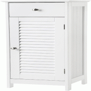 Helloshop26 - Meuble de salle de bain sur pied rangement armoire d'angle 1 tiroir MDF blanc 12_0000721 - blanc Bois manufacturé 3000107298987