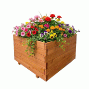 IvoQ Jardinière en Bois pour Extérieur - Carré 60x60x45 cm - Bois de Sapin Massif FSC - Bac à Fleurs Résistant aux Intempéries Jardin & Terrasse