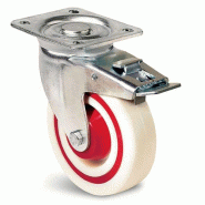 Roulette saturne grise en tôle d’acier emboutie zinguée de forte épaisseur 125mm pivotante à frein - GUITEL HERVIEU – 74966 - 867376